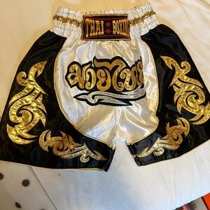 Black and Gold Thai Boxing Shorts